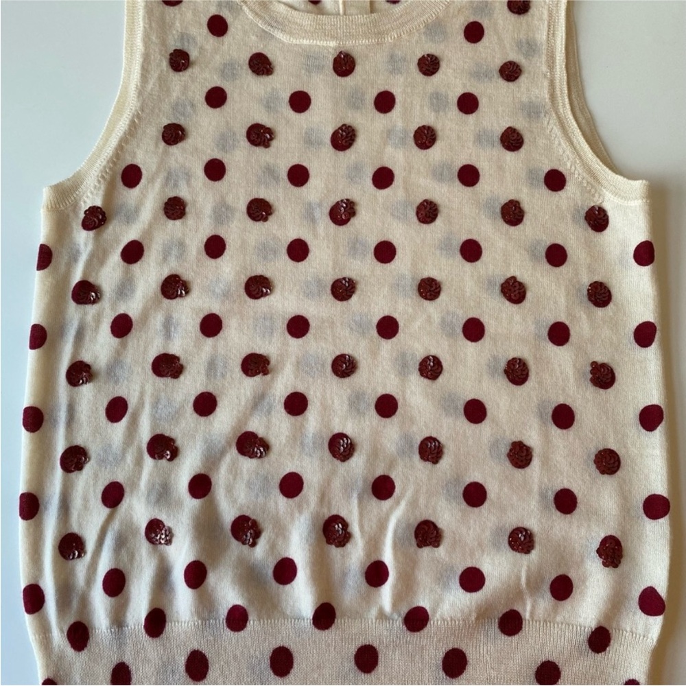 J. Crew Cream Jackie Sweater Set with Red Sequin Accents - Picture 6 of 8